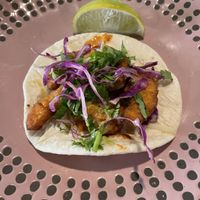 Vegan shrimp tacos, so flavorful and I will definitely be back to try the rest of their menu soon! at Pepitas Vegan Taqueria in Denton