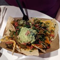 The small order of nachos, which is actually more than enough for dinner at Pepitas Vegan Taqueria in Denton