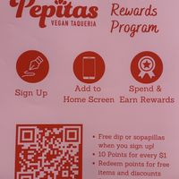 Join!! Have the cashier scan at check out!   at Pepitas Vegan Taqueria in Denton