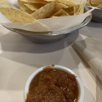 Chips and tasty salsa   at Pepitas Vegan Taqueria in Denton