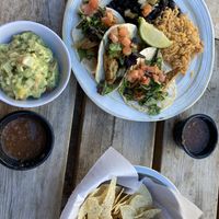 Soy chicken tacos with side of guacamole  at Pepitas Vegan Taqueria in Denton