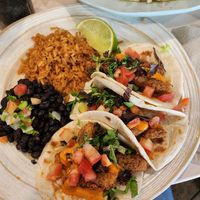 Fried chicken tacos at Pepitas Vegan Taqueria in Denton