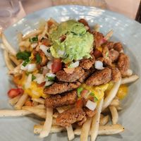 Loaded fries at Pepitas Vegan Taqueria in Denton
