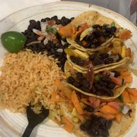 Veggie tacos were GF but lacked flavor    at Pepitas Vegan Taqueria in Denton