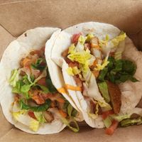 Chicken tacos at Pepitas Vegan Taqueria in Denton