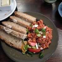 Vegan "Mett" with selfmade sourdough bread at Hummelbude in Essen