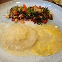 "Ricotta" ravioli with chard, white beans & dried tomatoes at Hummelbude in Essen