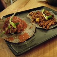 The Kentucky and Pastor tacos. Delish at Plantivoros in Playa Del Carmen