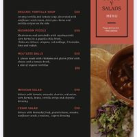 Menu at Plantivoros in Playa Del Carmen