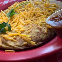 Tortilla Espanola:  Potato & Onion, Chickpea Eggs, Violife Cheddar & Cilantro (Kalamazoo Vegan Chef Challenge 5/26) at Studio Grill in Kalamazoo