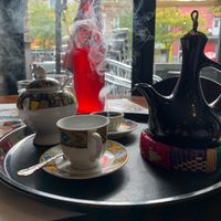 Typical Ethiopian coffee at Queen Sheba in Montreal