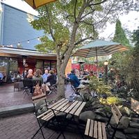 Outside patioo  at Oleana in Cambridge