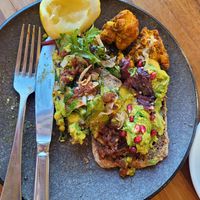 Avo smash with cauliflower, greens, lemon and chutney at Talulah in The Junction