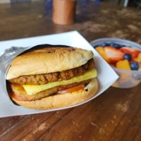 Breakfast burger! at HASH - Vegan Eats SA in San Antonio