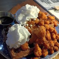 Peach Pecan Waffles with "Chicken" at HASH - Vegan Eats SA in San Antonio