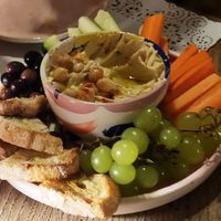 Hummus dish including many dipping options! at Atlas in Leiria