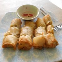 Pattaya Vegetarian Food  May 2016  Spring rolls at Pattaya Vegetarian Food in Pattaya