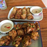 some  nice fried vegetables and spring rolls at Pattaya Vegetarian Food in Pattaya