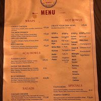 Menu at Fusion Bowls in Den Bosch