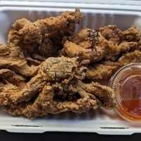 Fried oyster mushrooms 🔥🔥🔥 with the sauce that I drizzled all over after this pic at SoulTarian - Maybe closed in Temple Hills