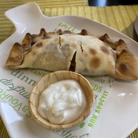 Empanada met soyagehakt   at Vegan Garden in Pucon