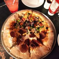 Pizza with cheese crust at Salvaxe in Mexico City