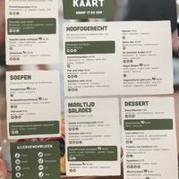 Dinner menu. Monchoutaart is not vegan (mistake on the menu)  at 't Boshuys in Best