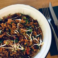 The vegan "daily special" option. at Kolm Tilli in Tartu