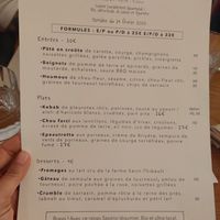 Menu at Sezono in Paris