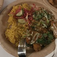Gambian curry (i forgot your photograph before mashing it around!) at Fusca Vegan at The Neighbourhood  in Leamington Spa