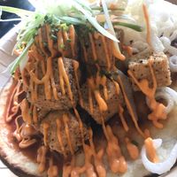 Salt & pepper tofu, kimchi and flatbreads  at Fusca Vegan at The Neighbourhood  in Leamington Spa