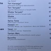 Menu  at Kikuya in Stuttgart