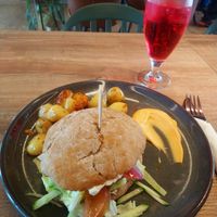 Vegan burger at Fríða Kaffihús in Klaksvik