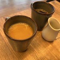 coffe with oat milk   at Fríða Kaffihús in Klaksvik