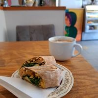 Scrambled tofu wrap + mocha at Alteregos Cafe & Catering in Halifax