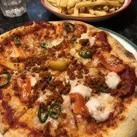Pepperoni (crumb) pizza & cheesy fries.  at Frankie & Benny's in Fareham