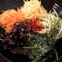 Vegan Bibimbap (so yummy) at Lighthouse in Karakol