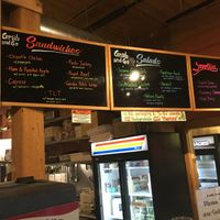 Menu board at Natures Green Grocer Cafe in Peterborough