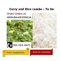 Fresh Palak Paneer and Rice
 at Balaji Foods in Markham