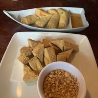 Fried tofu with plum sauce and peanuts and spring rolls  at Thai-Lao Restaurant in Myrtle Beach