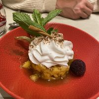 Pineapple tartare with 5 spices, Chinese nougat crumble and rum-coconut foam  at La Cafetière Fêlée in Antibes