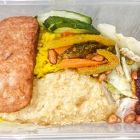 Deluxe nasi lemak with luncheon meat and fish fillet, very good, recommend at Chee Wei 啟維素食 - Potong Pasir  in Central Singapore