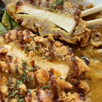 Tofu katsu, with curry+rice underneath   at Peace Cafe in Honolulu