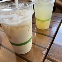 Yuzu lemonade and Kinako latte  at Peace Cafe in Honolulu