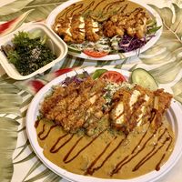 Half tempeh half tofu Katsura with curry  at Peace Cafe in Honolulu