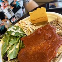 Dry cornbread, no flavor in the “bbq” tempeh   at Peace Cafe in Honolulu