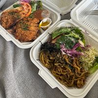 Katsu and yakisoba   at Peace Cafe in Honolulu