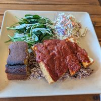 Barbecue tofu plate at Peace Cafe in Honolulu