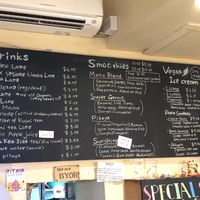 Drink menu board at Peace Cafe in Honolulu