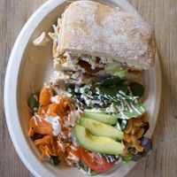 Coleslaw and bbq sandwich  at Peace Cafe in Honolulu